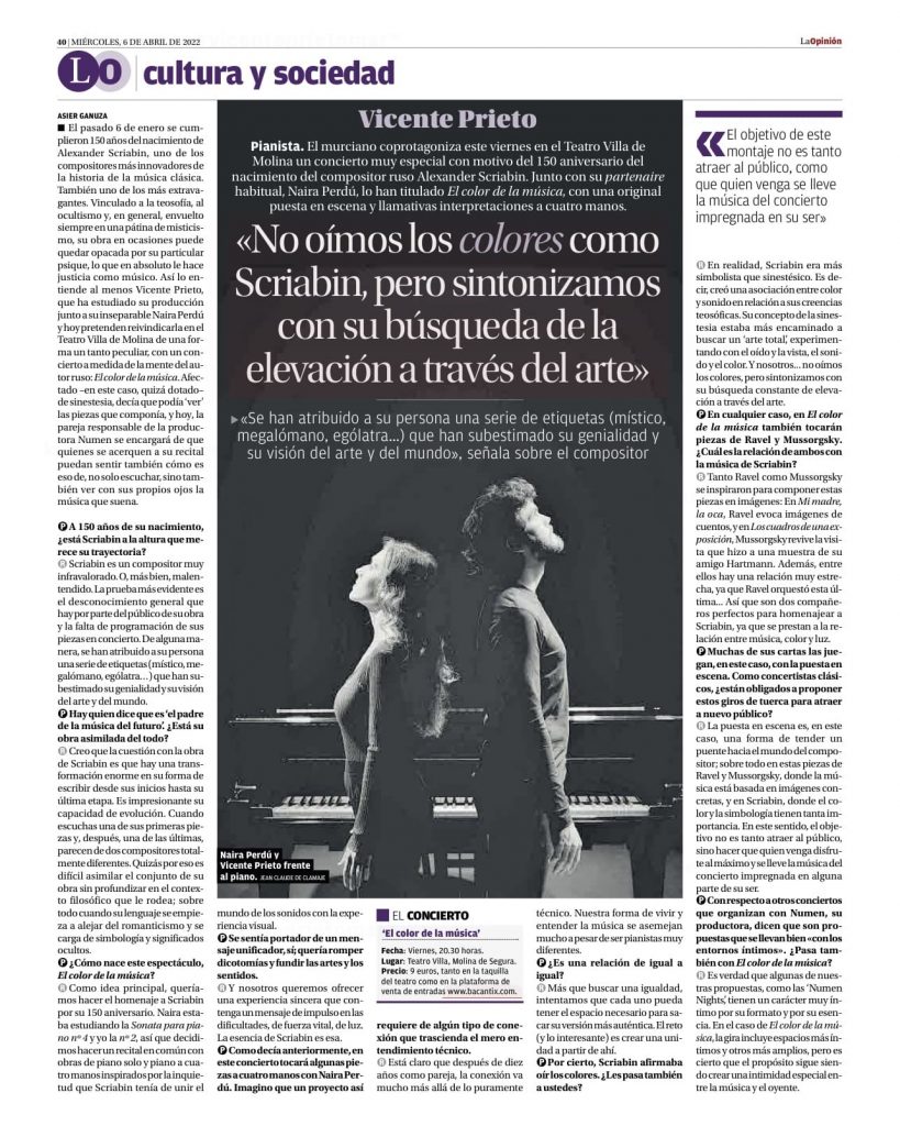 Ikigai Duo at the news paper talking about the colour of music