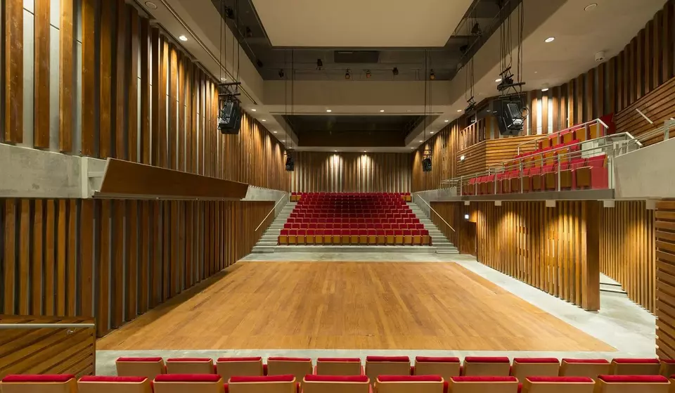 Arsonic hall in Mons. General view of the concert hall from the tearing seats.